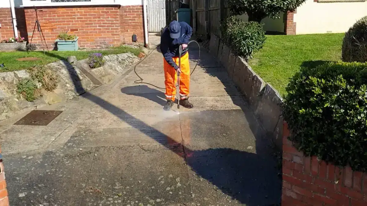 Driveway pressure washing