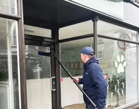 Shopfront window cleaning